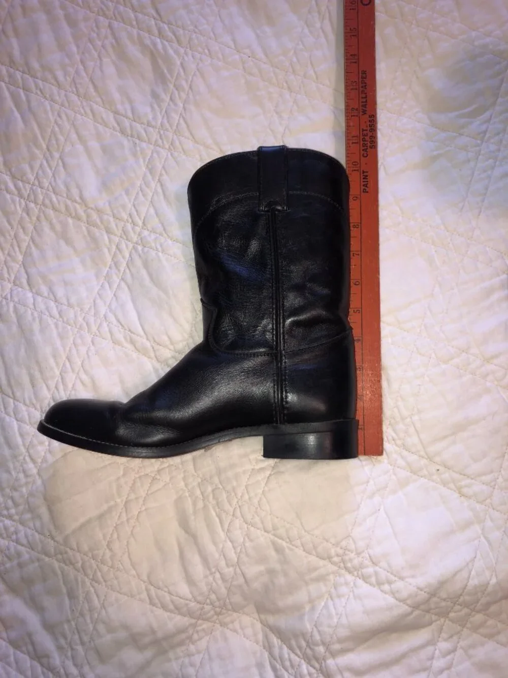 Justin Black Leather Boots, Size 5 D
